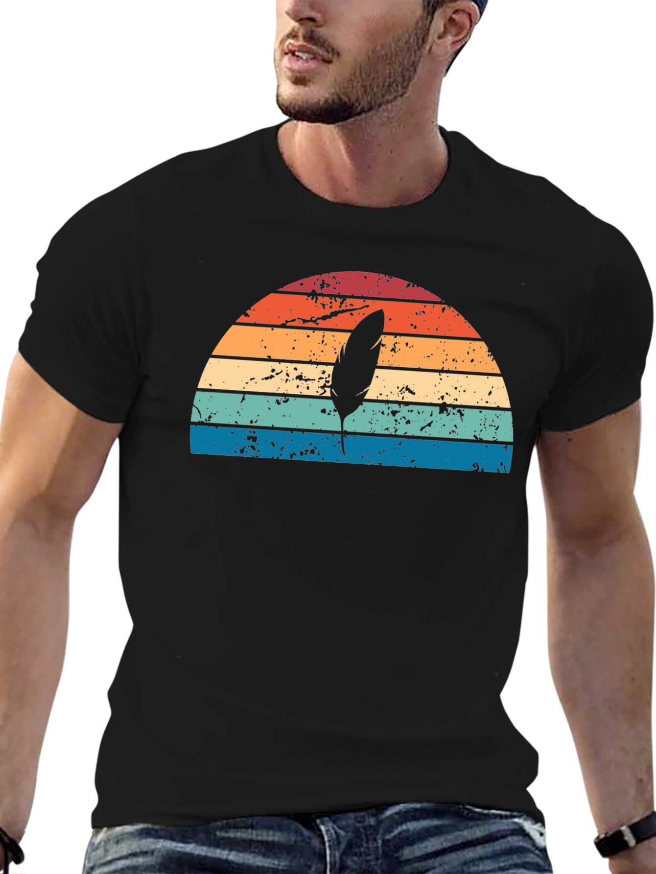 Retro Feather Sunset Graphic Tee