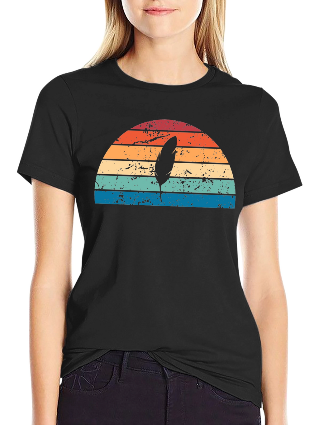 Retro Feather Sunset Graphic Tee