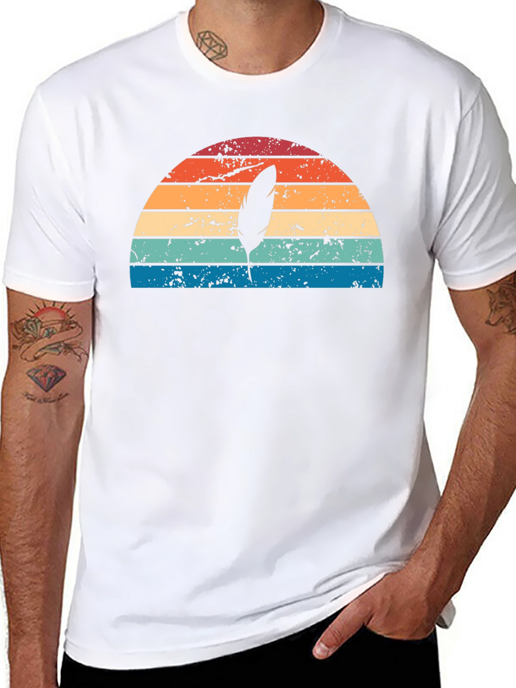 Retro Feather Sunset Graphic Tee