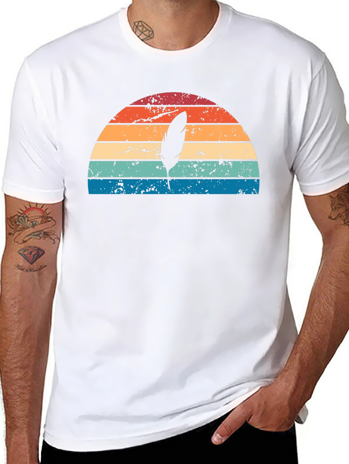 Retro Feather Sunset Graphic Tee