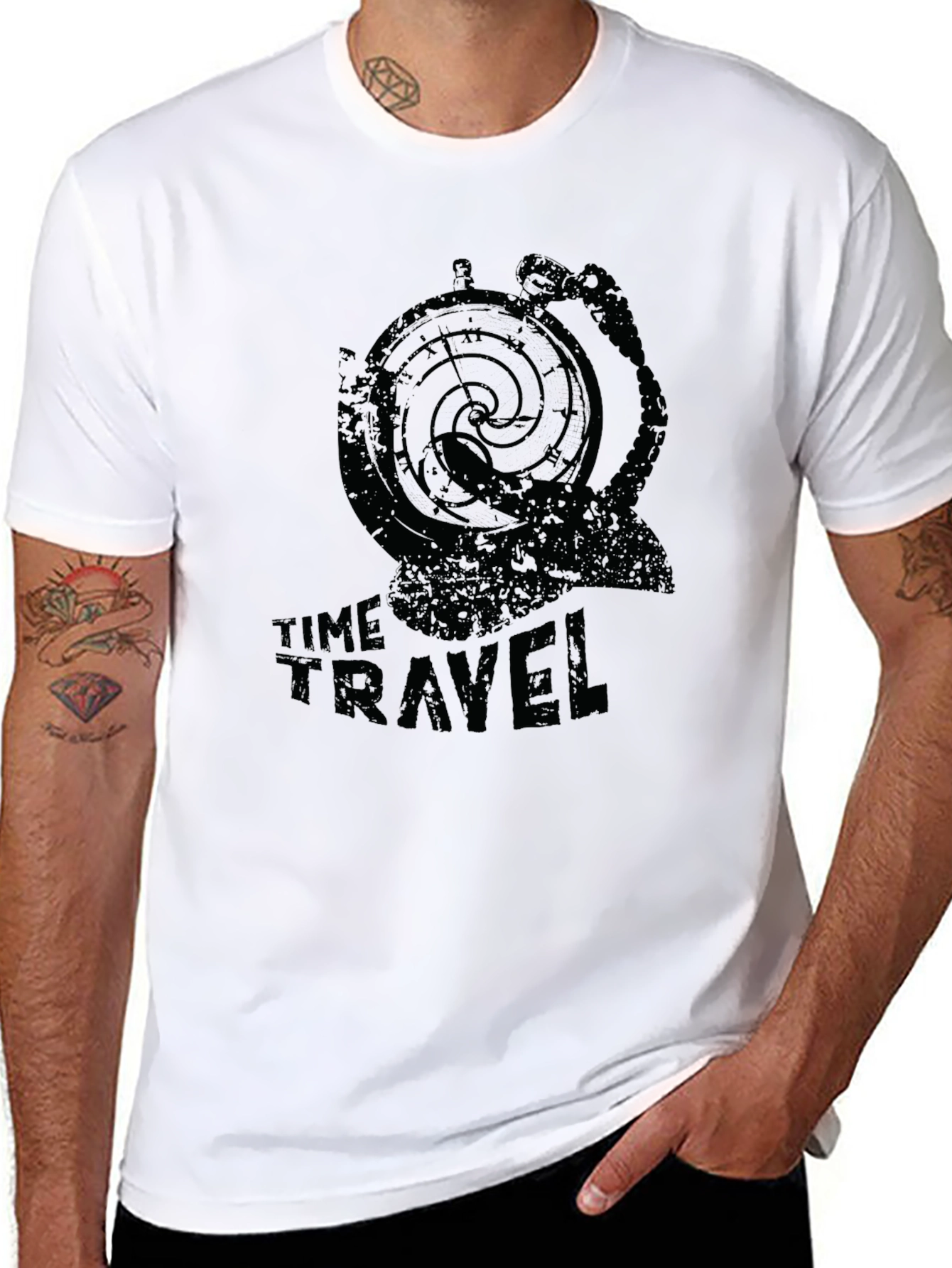 Time Travel Graphic T-Shirt - Black Cotton Tee