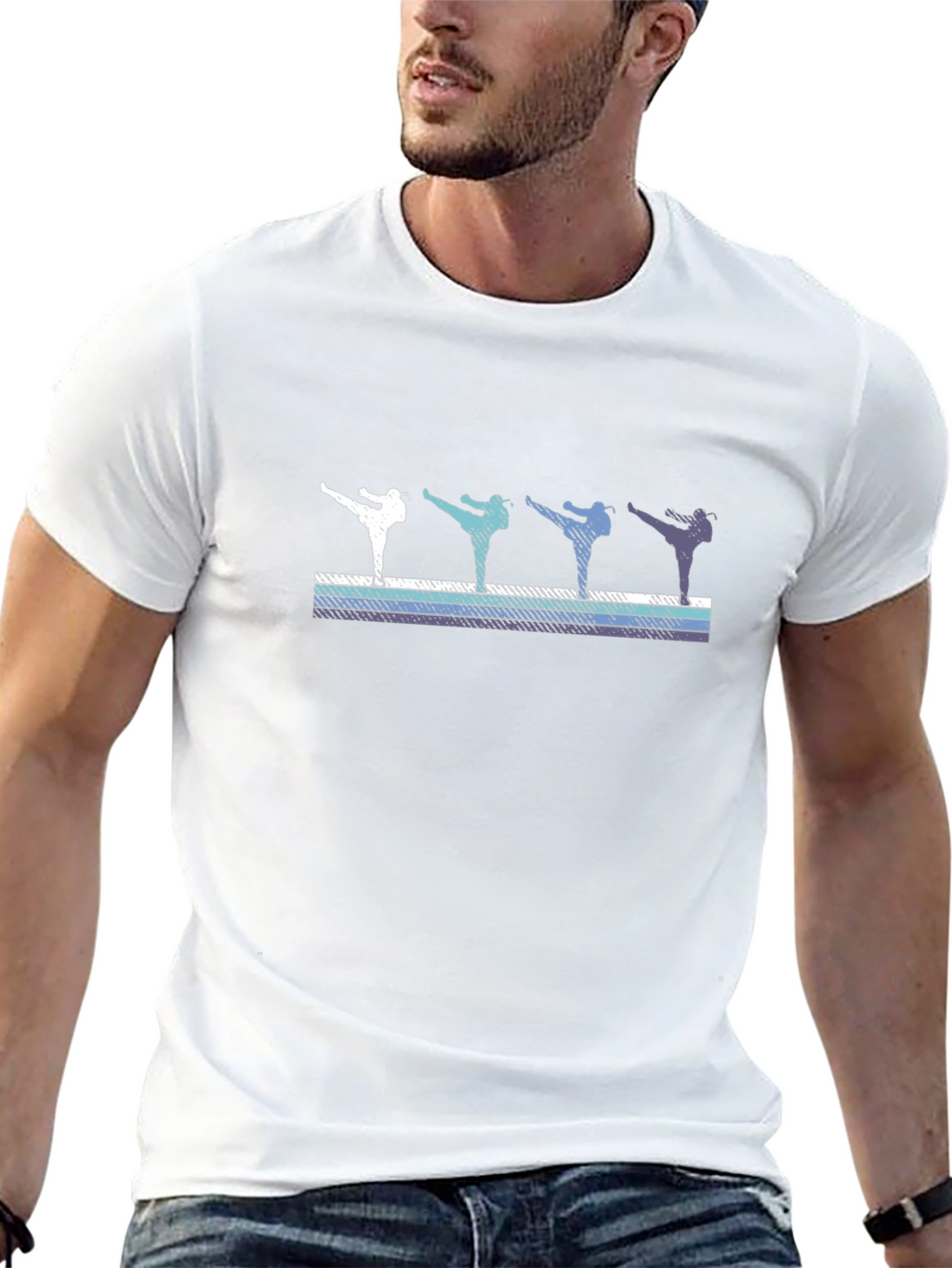 Retro Karate Kick T-Shirt - Black