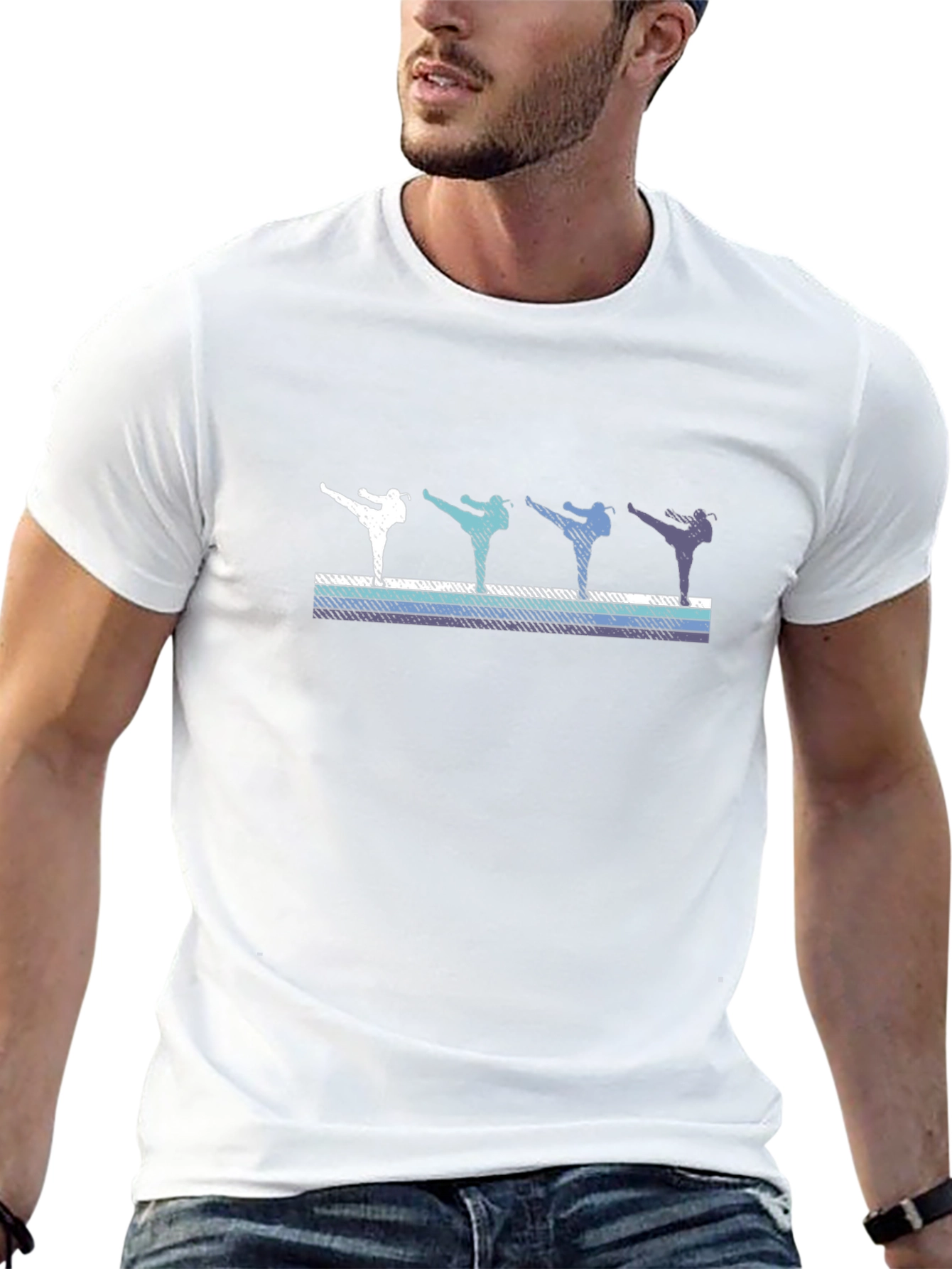 Retro Karate Kick T-Shirt - Black