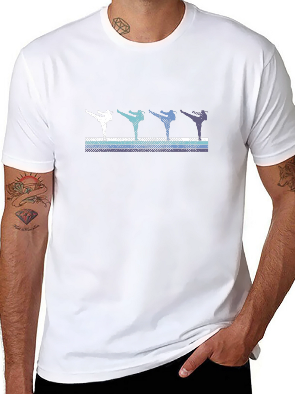 Retro Karate Kick T-Shirt - Black