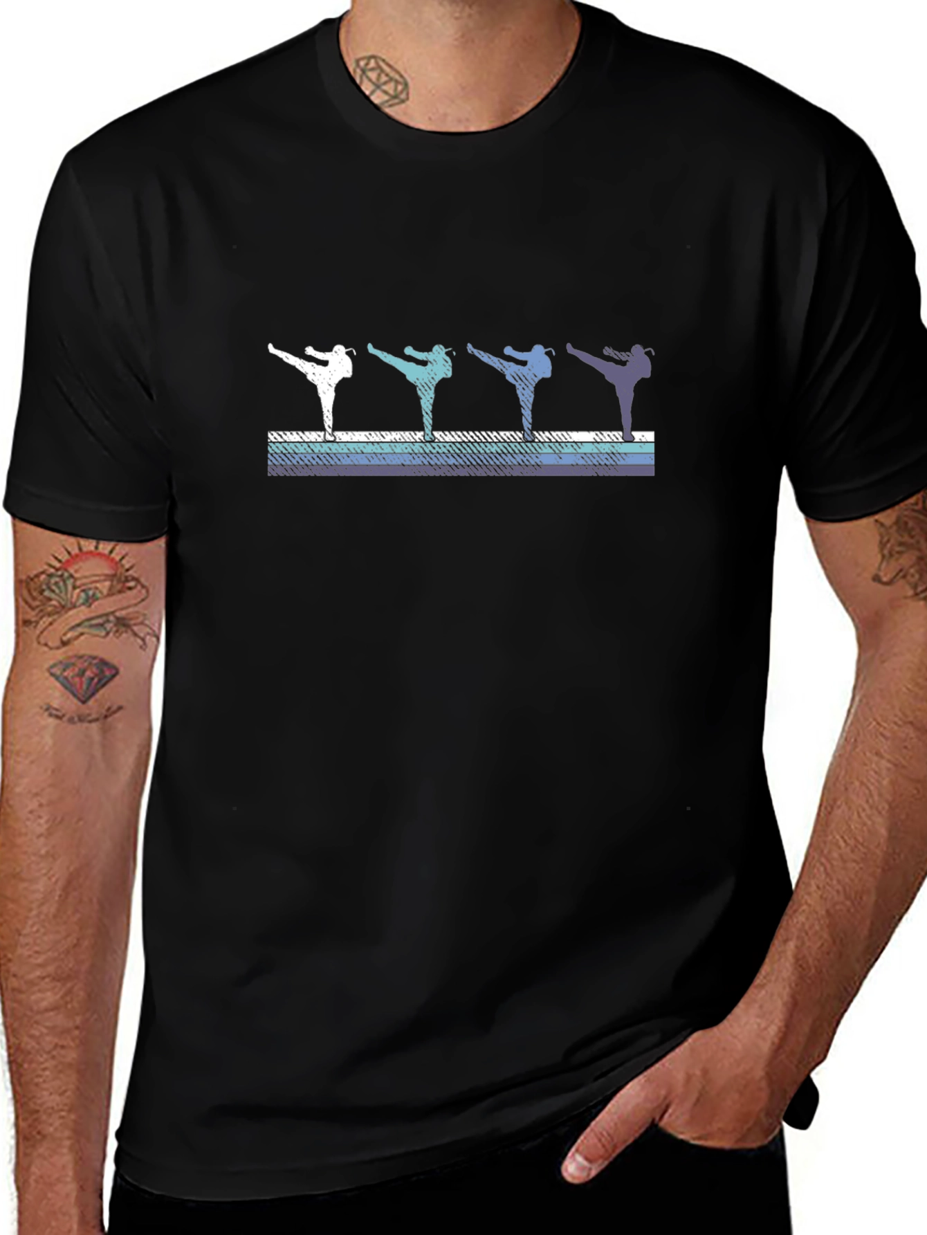 Retro Karate Kick T-Shirt - Black