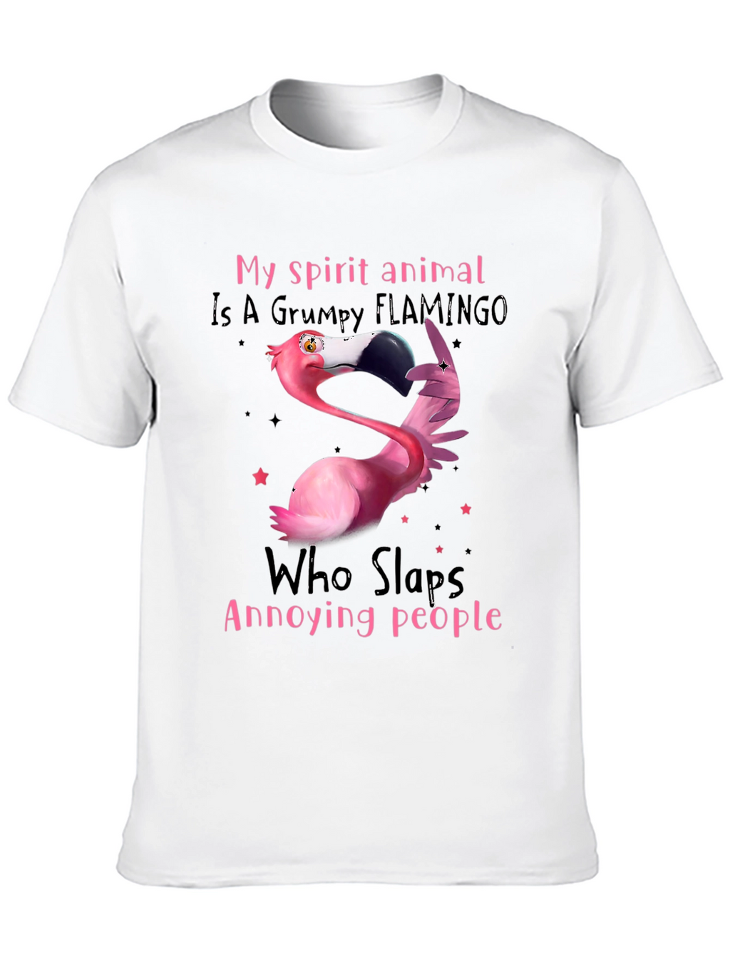 Grumpy Flamingo T-Shirt - Slaps Annoying People