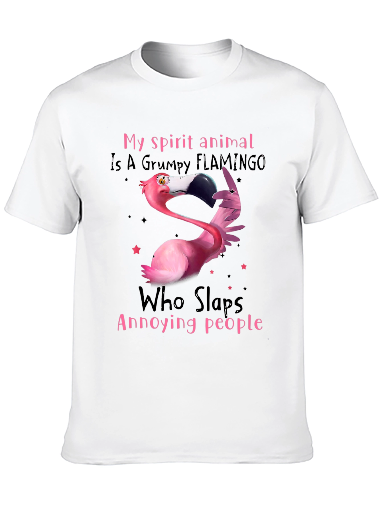 Grumpy Flamingo T-Shirt - Slaps Annoying People