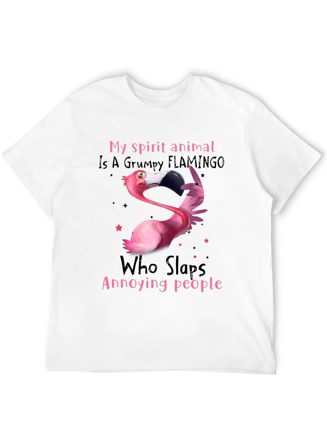 Grumpy Flamingo T-Shirt - Slaps Annoying People