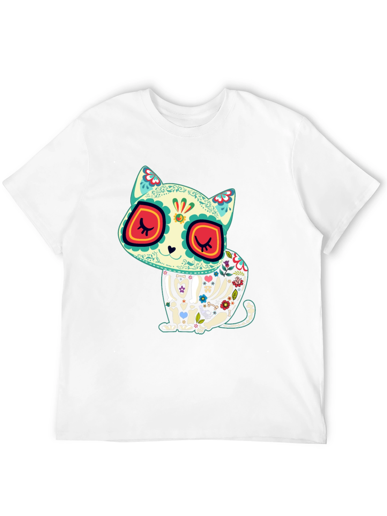Sugar Skull Cat T-Shirt - Dia de los Muertos