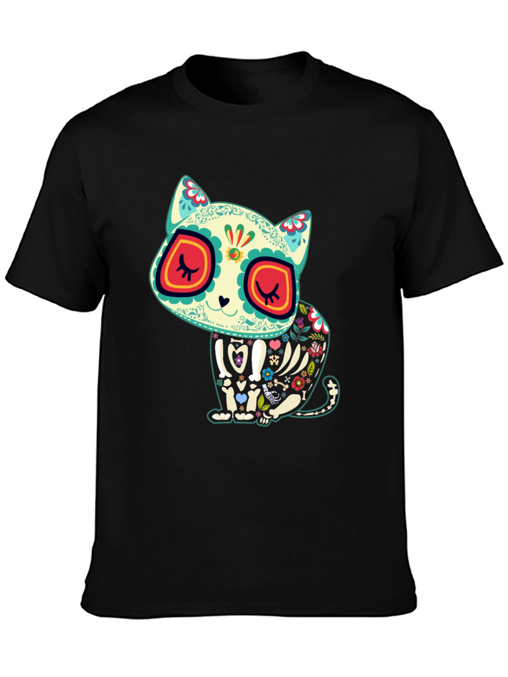 Sugar Skull Cat T-Shirt - Dia de los Muertos