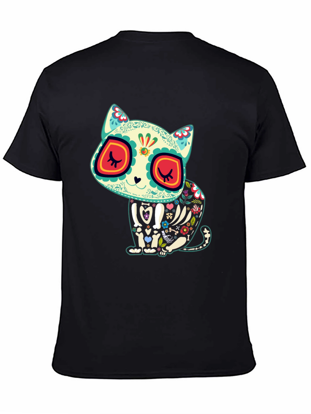 Sugar Skull Cat T-Shirt - Dia de los Muertos