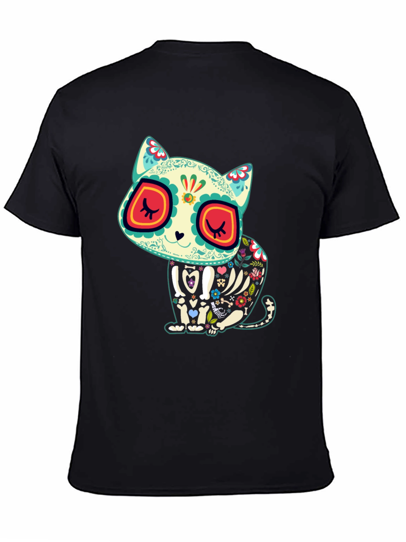 Sugar Skull Cat T-Shirt - Dia de los Muertos