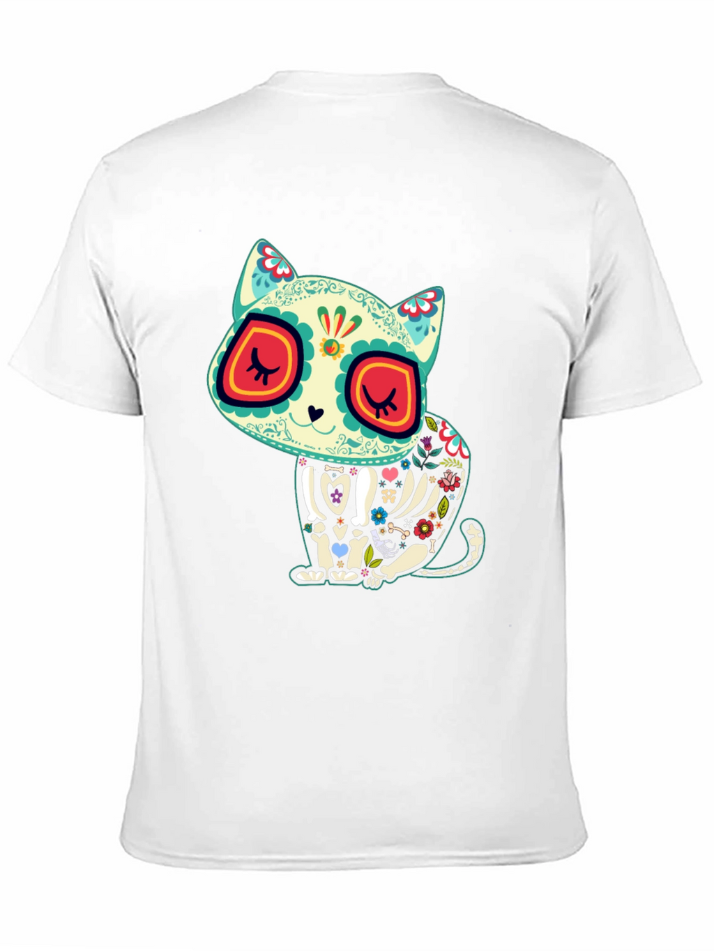 Sugar Skull Cat T-Shirt - Dia de los Muertos