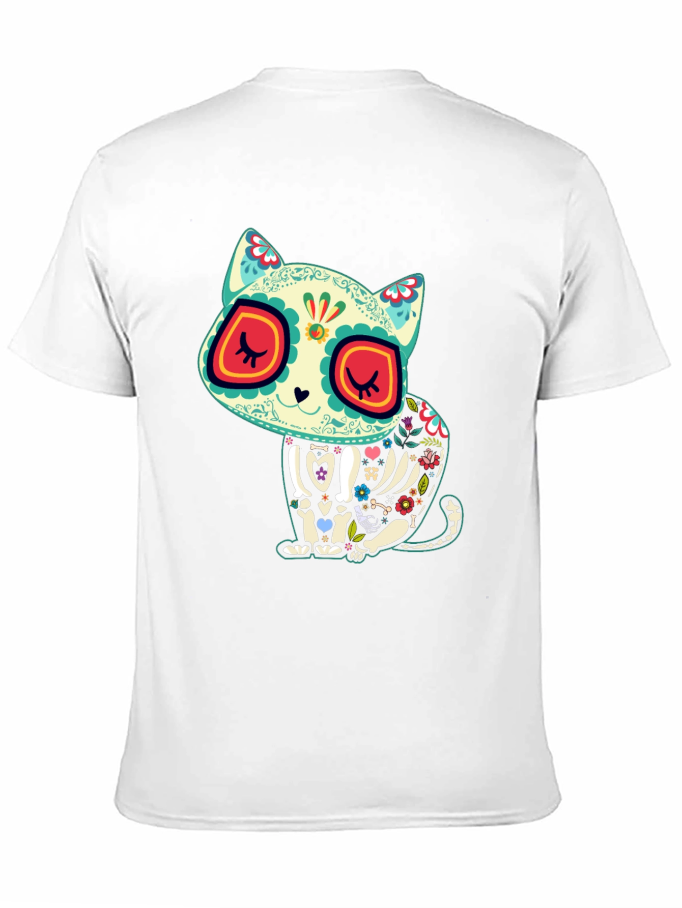 Sugar Skull Cat T-Shirt - Dia de los Muertos
