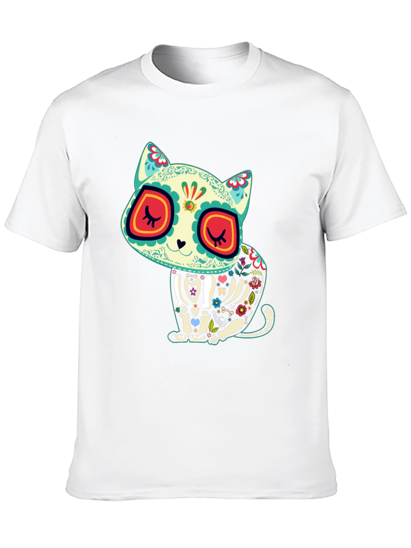 Sugar Skull Cat T-Shirt - Dia de los Muertos