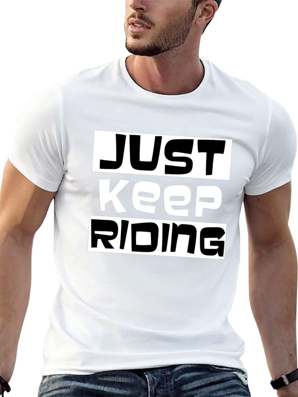Just Keep Riding Black Graphic Tee