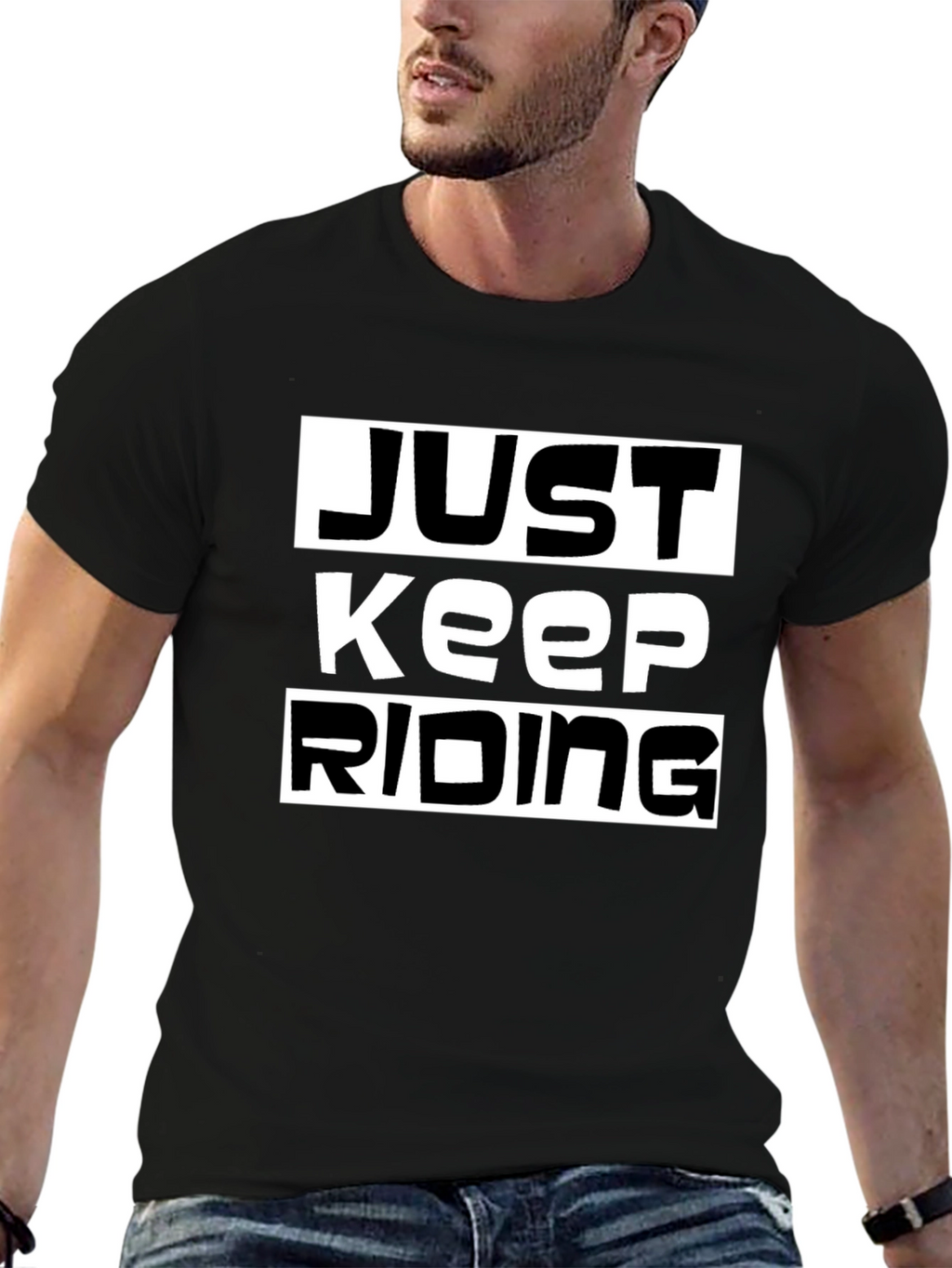 Just Keep Riding Black Graphic Tee