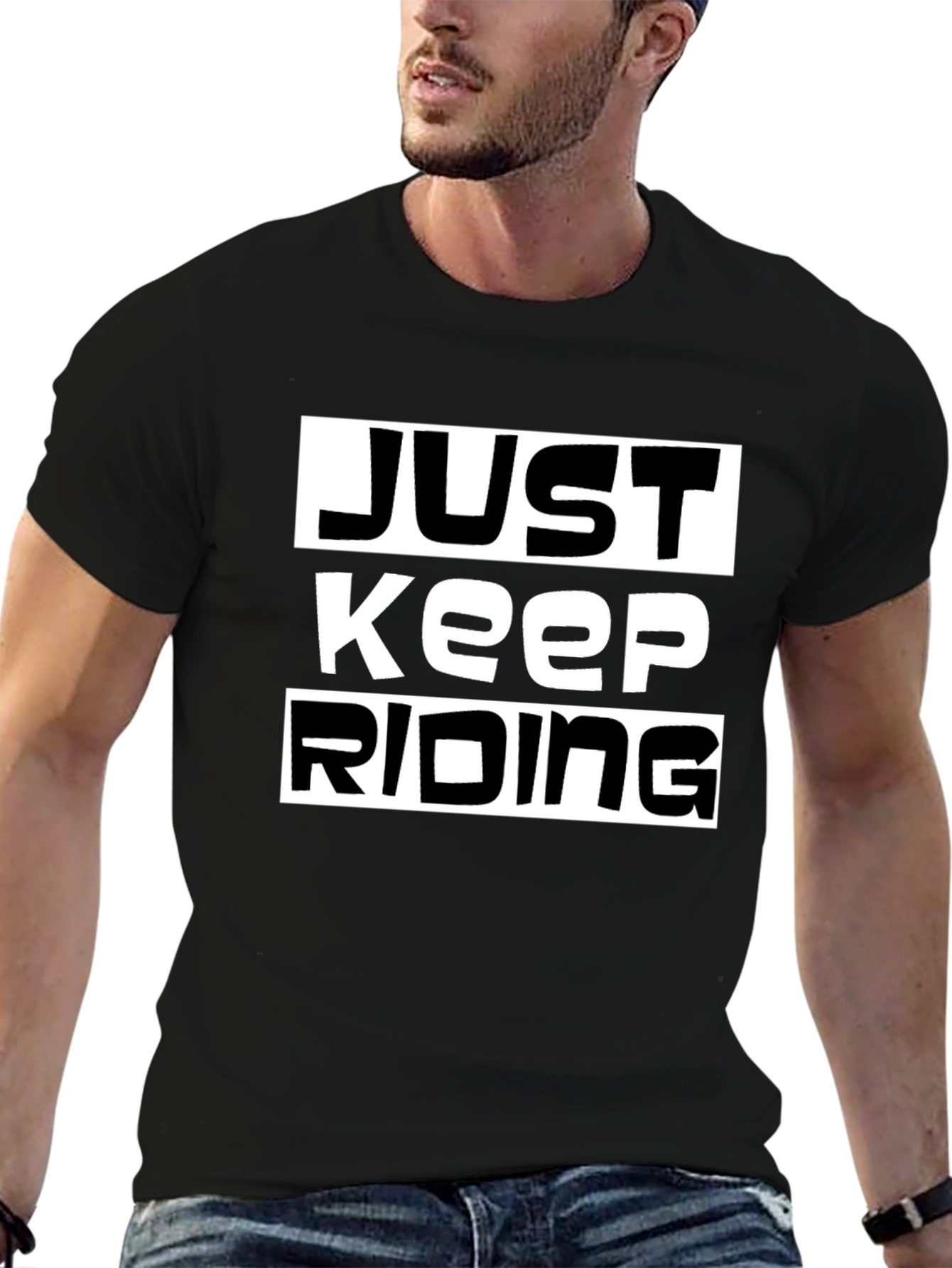 Just Keep Riding Black Graphic Tee