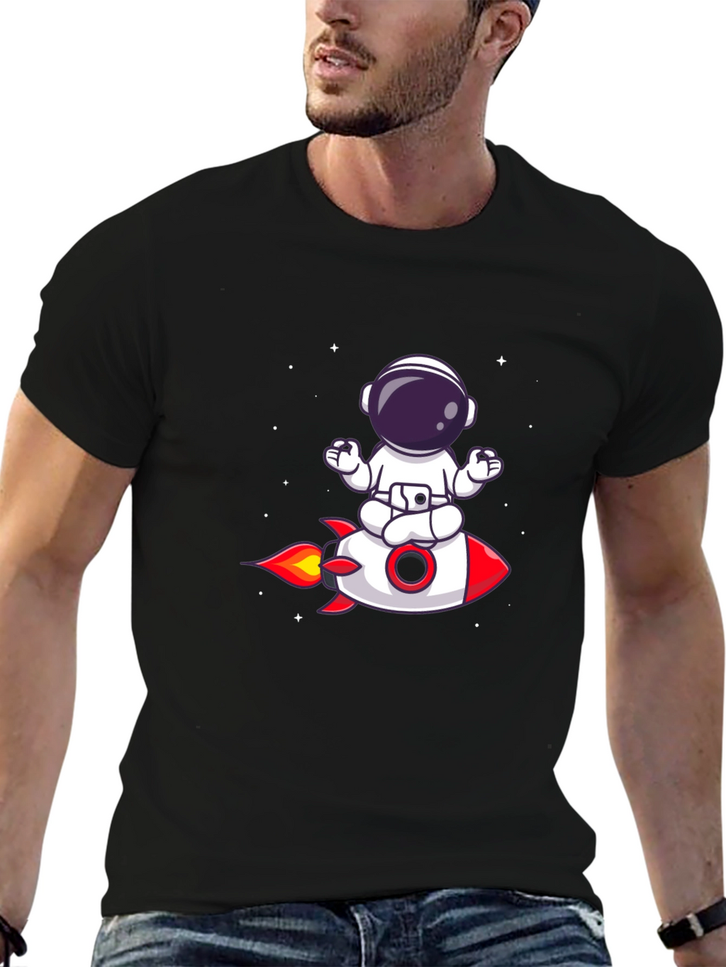 Astronaut Meditation Rocket T-Shirt