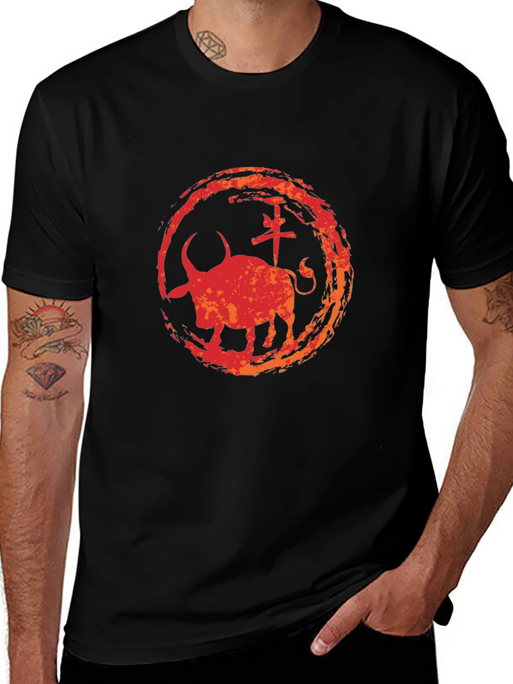 Ox Zodiac Graphic Tee - Black