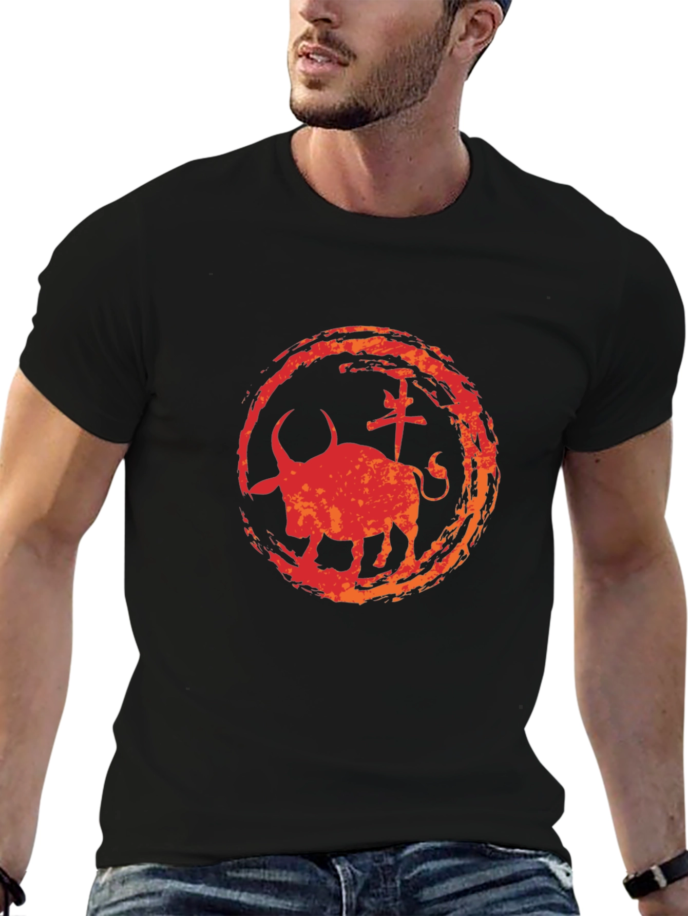 Ox Zodiac Graphic Tee - Black