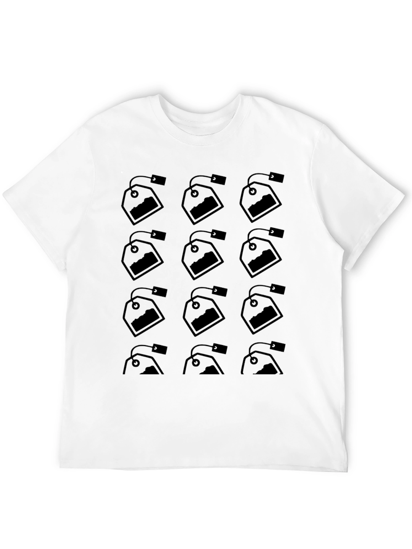 Tea Bag Pattern Black T-Shirt