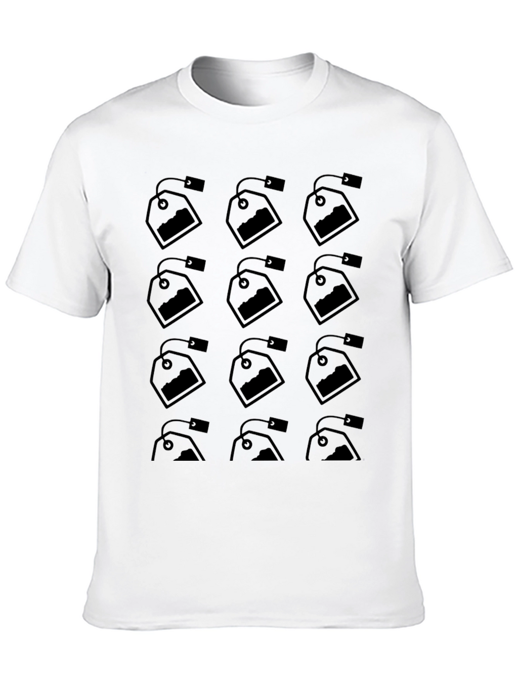 Tea Bag Pattern Black T-Shirt