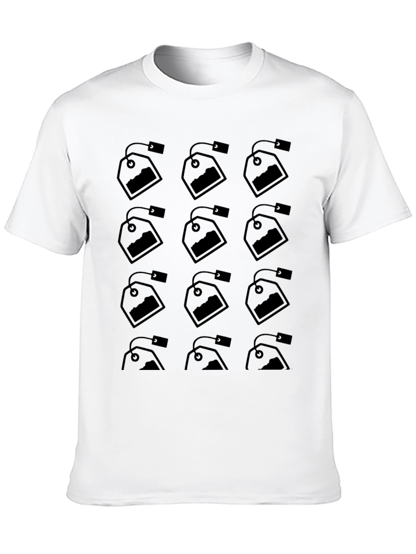 Tea Bag Pattern Black T-Shirt