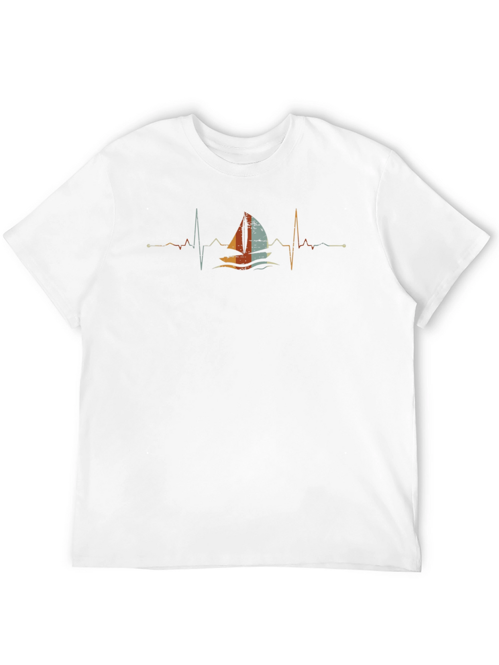 Sailboat Heartbeat T-Shirt - Black Crew Neck