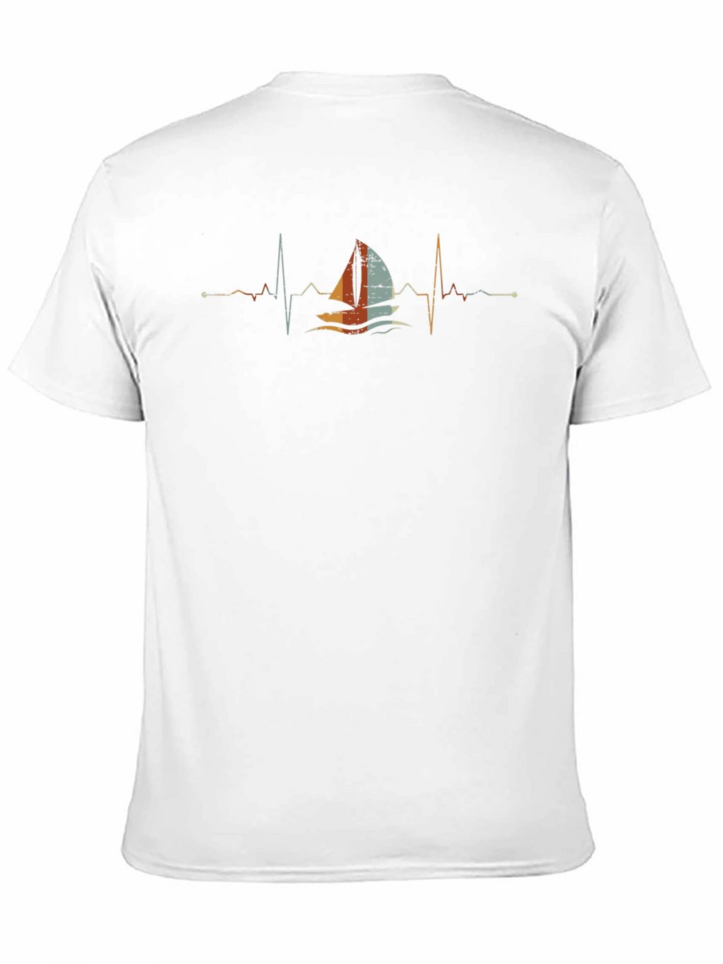 Sailboat Heartbeat T-Shirt - Black Crew Neck