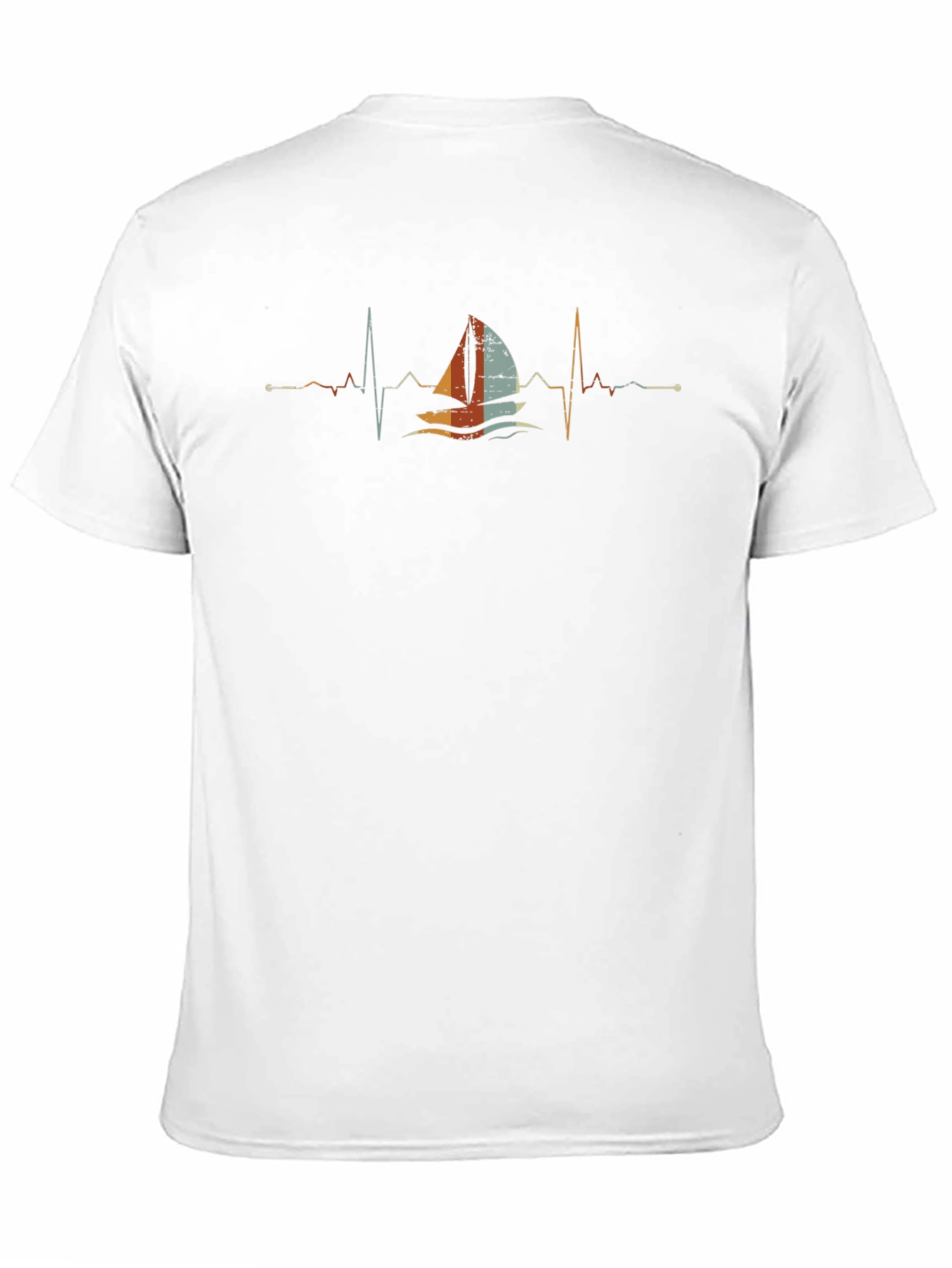 Sailboat Heartbeat T-Shirt - Black Crew Neck