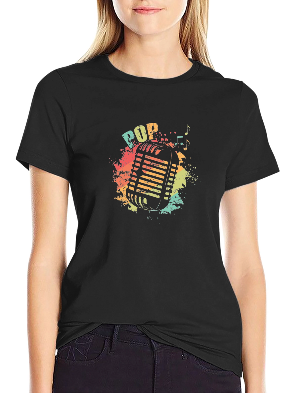 Retro Pop Music Microphone Graphic T-Shirt