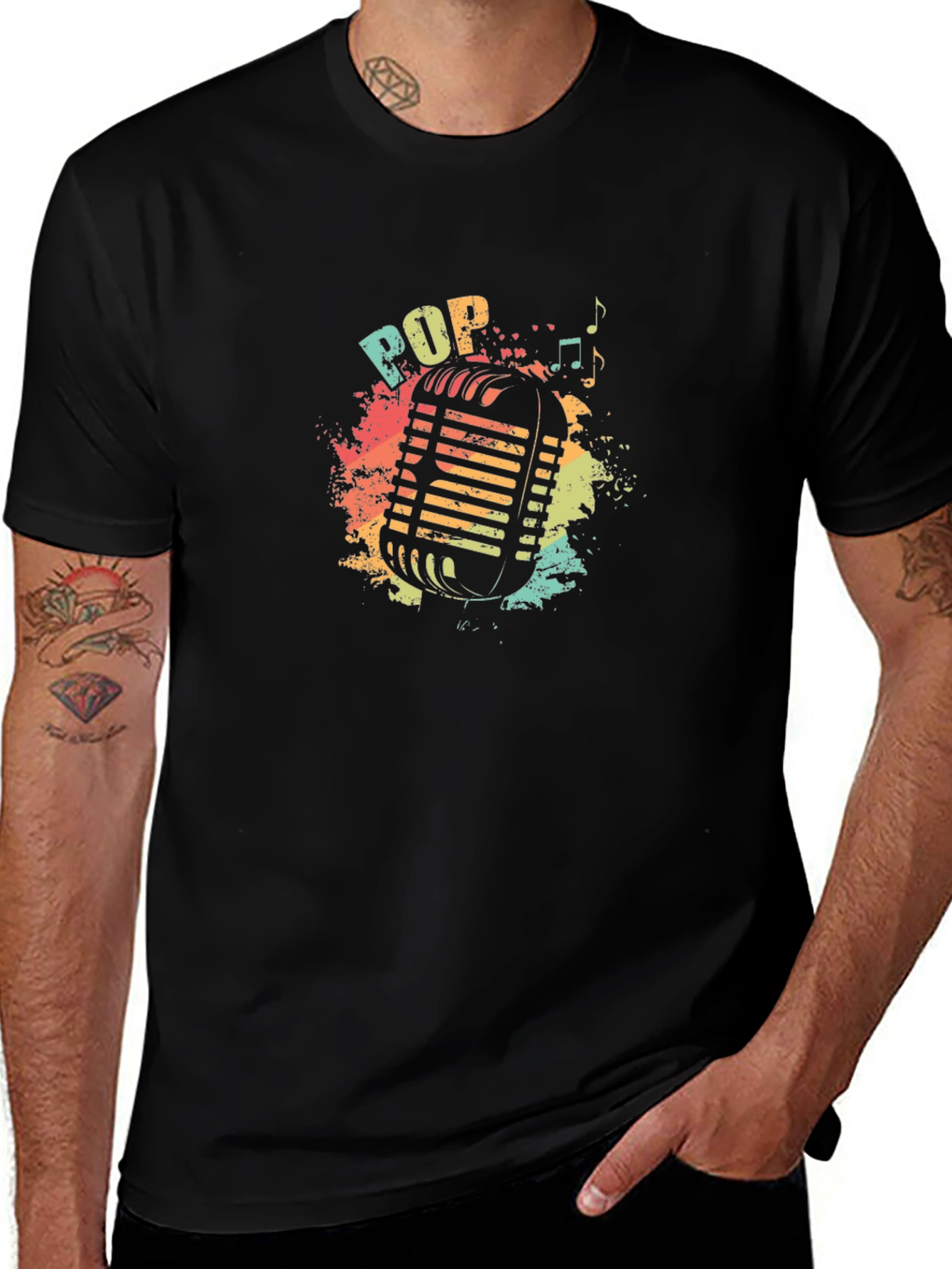 Retro Pop Music Microphone Graphic T-Shirt