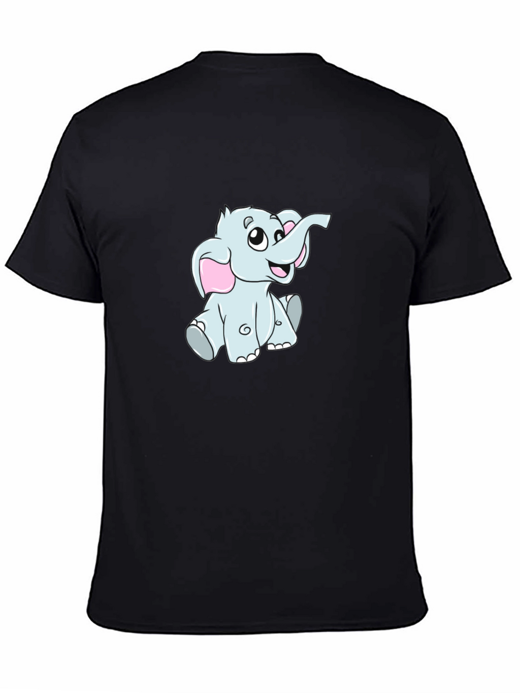 Cute Cartoon Elephant Black T-Shirt
