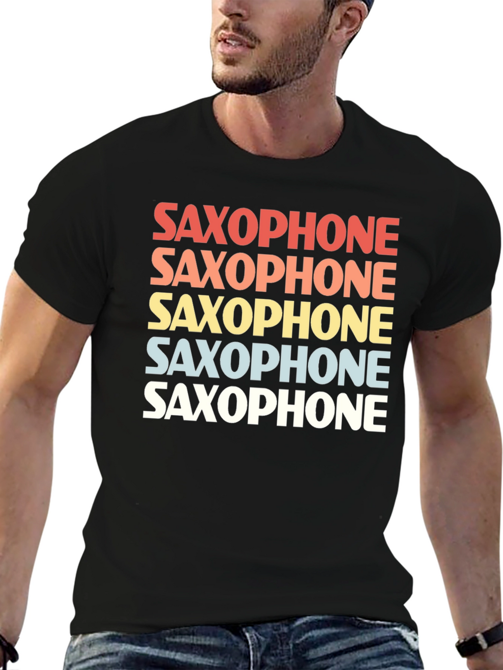 Retro Saxophone T-Shirt - Music Lover Tee