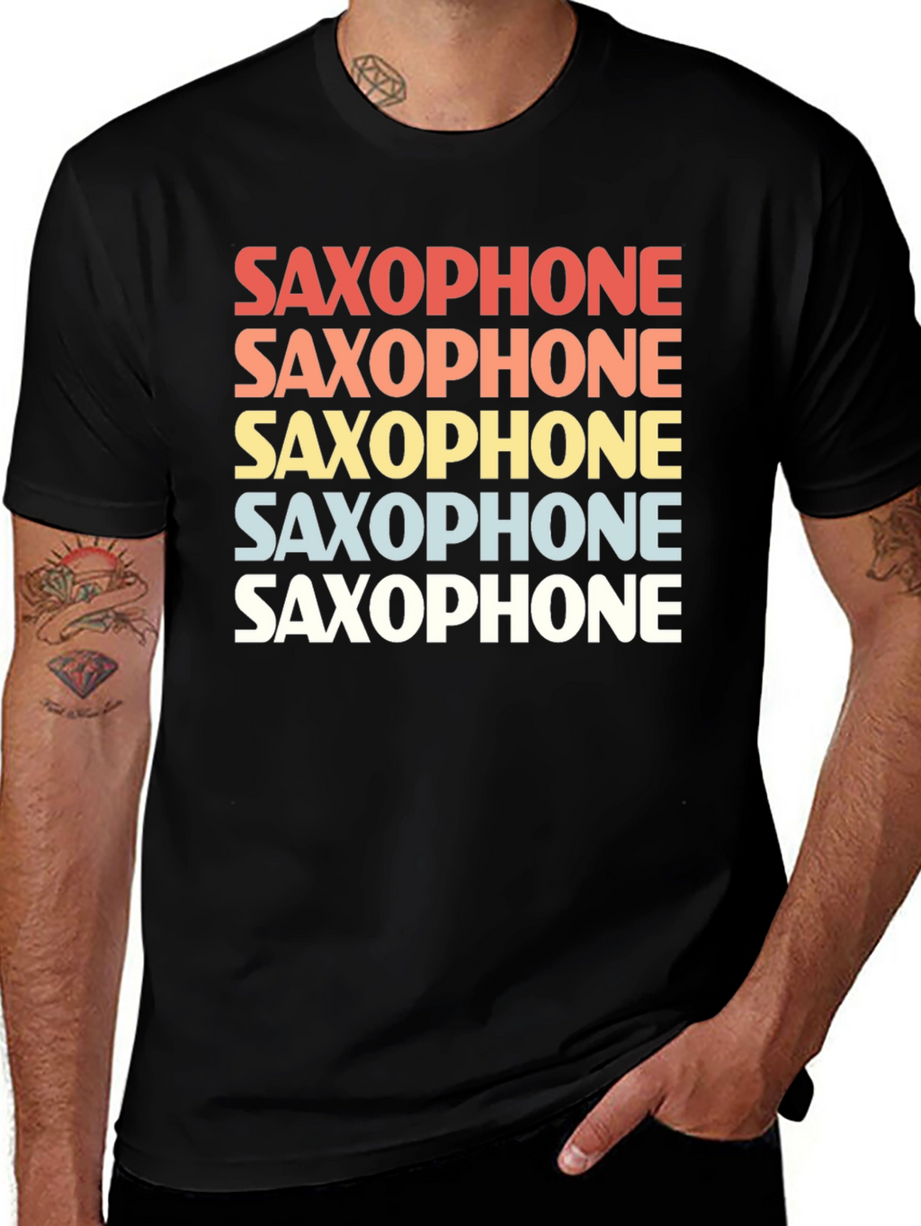 Retro Saxophone T-Shirt - Music Lover Tee