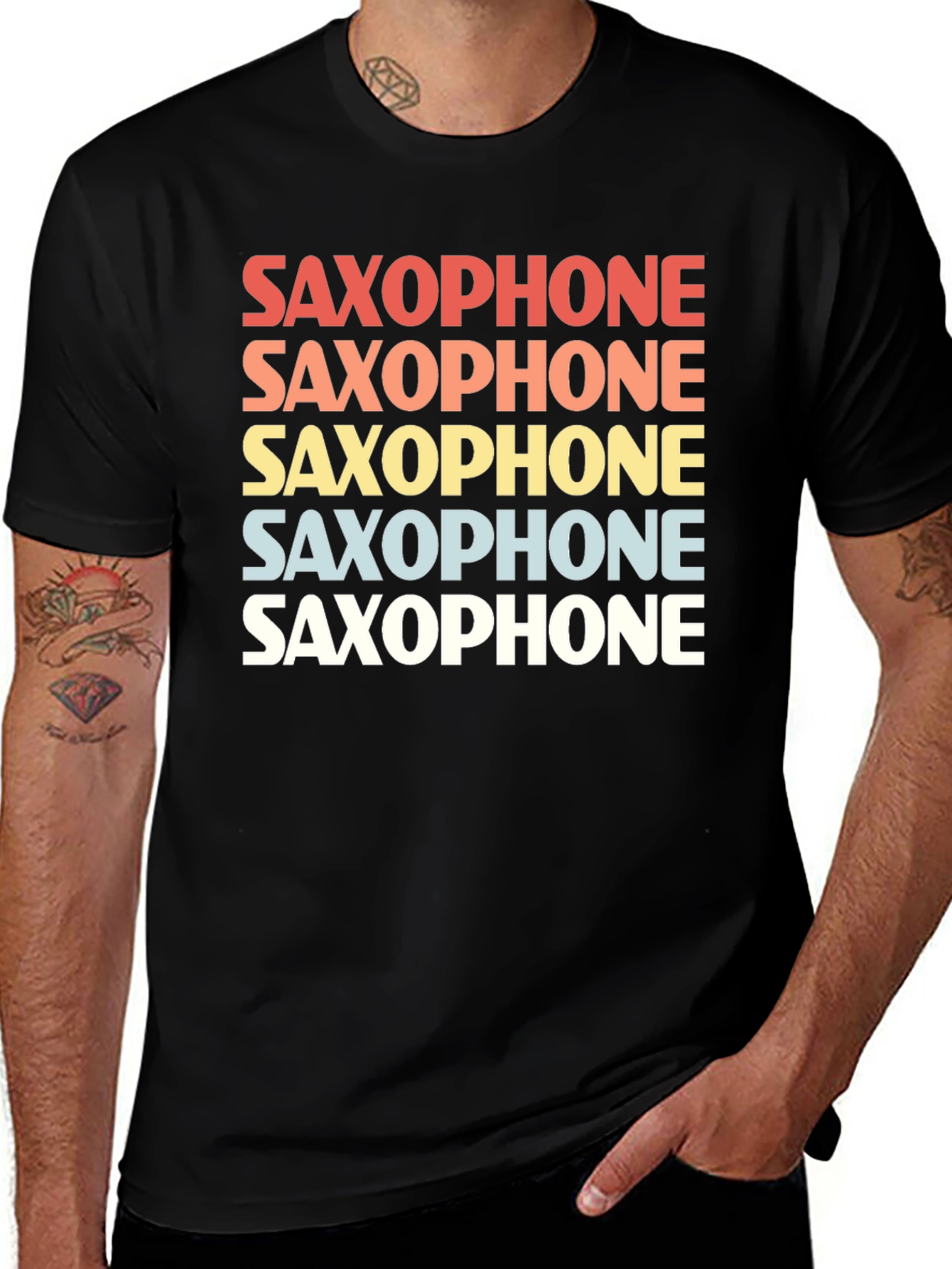 Retro Saxophone T-Shirt - Music Lover Tee