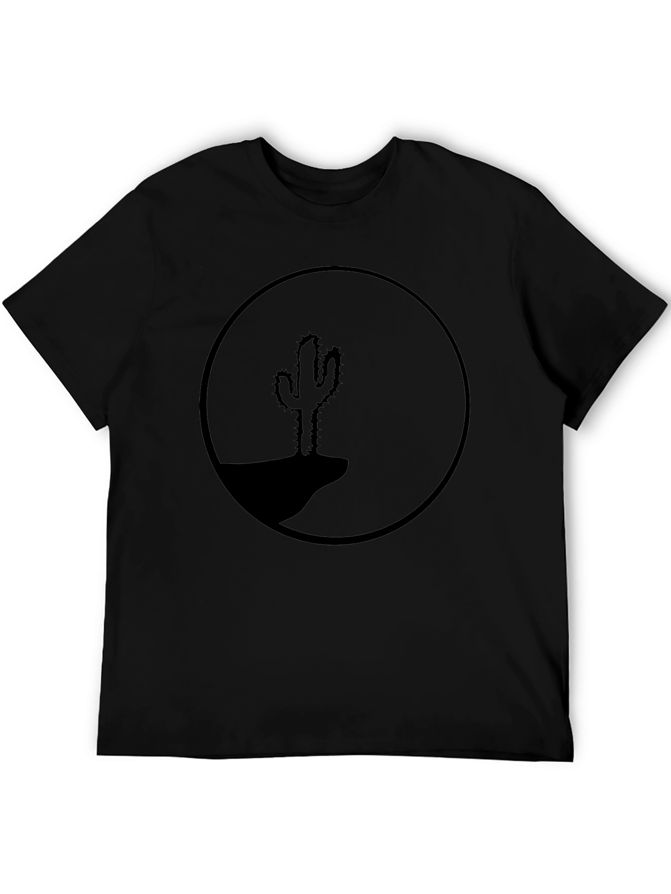 Cactus Silhouette Graphic Tee - Black Cotton