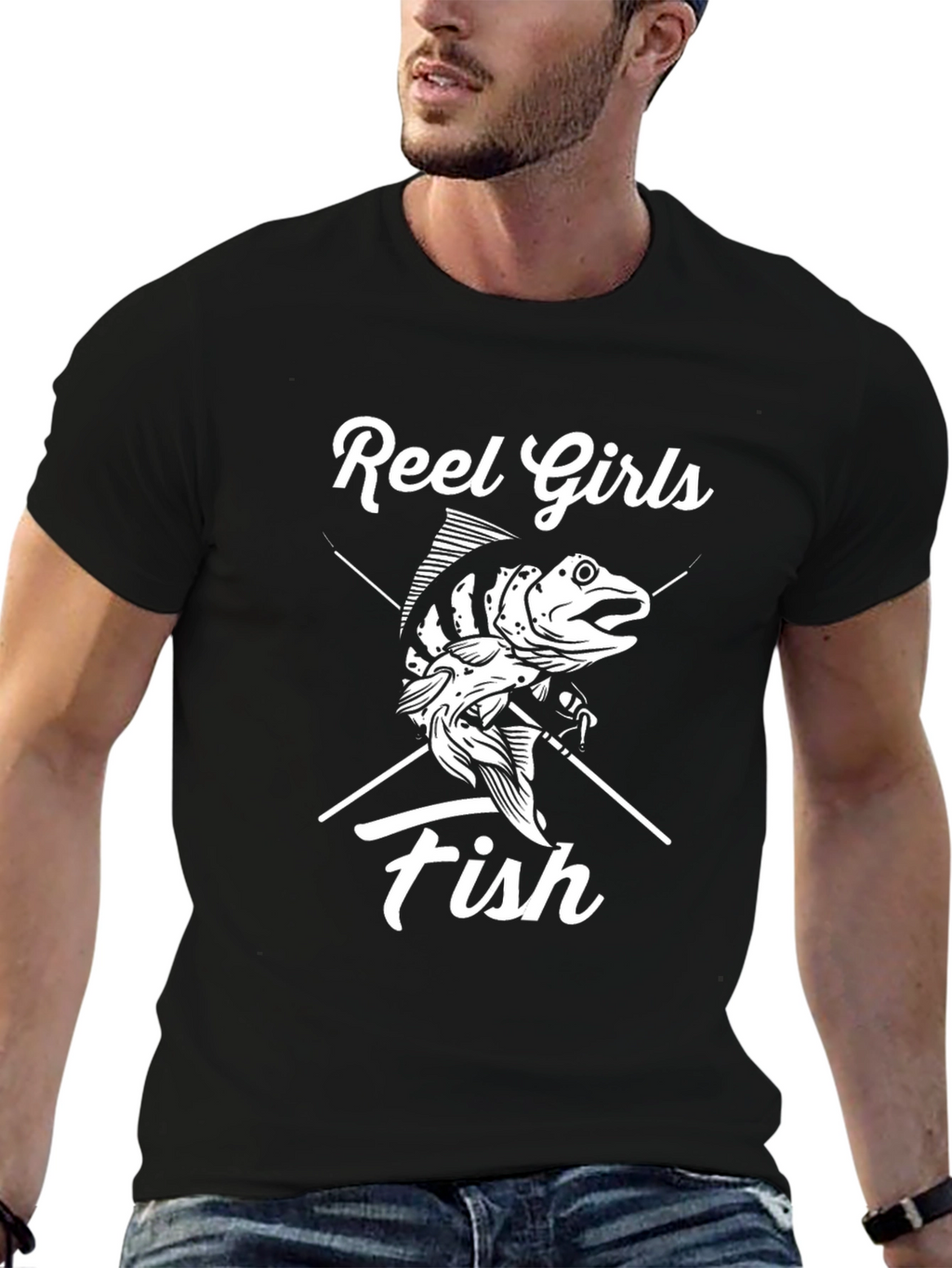 Reel Girls Fish Black T-Shirt