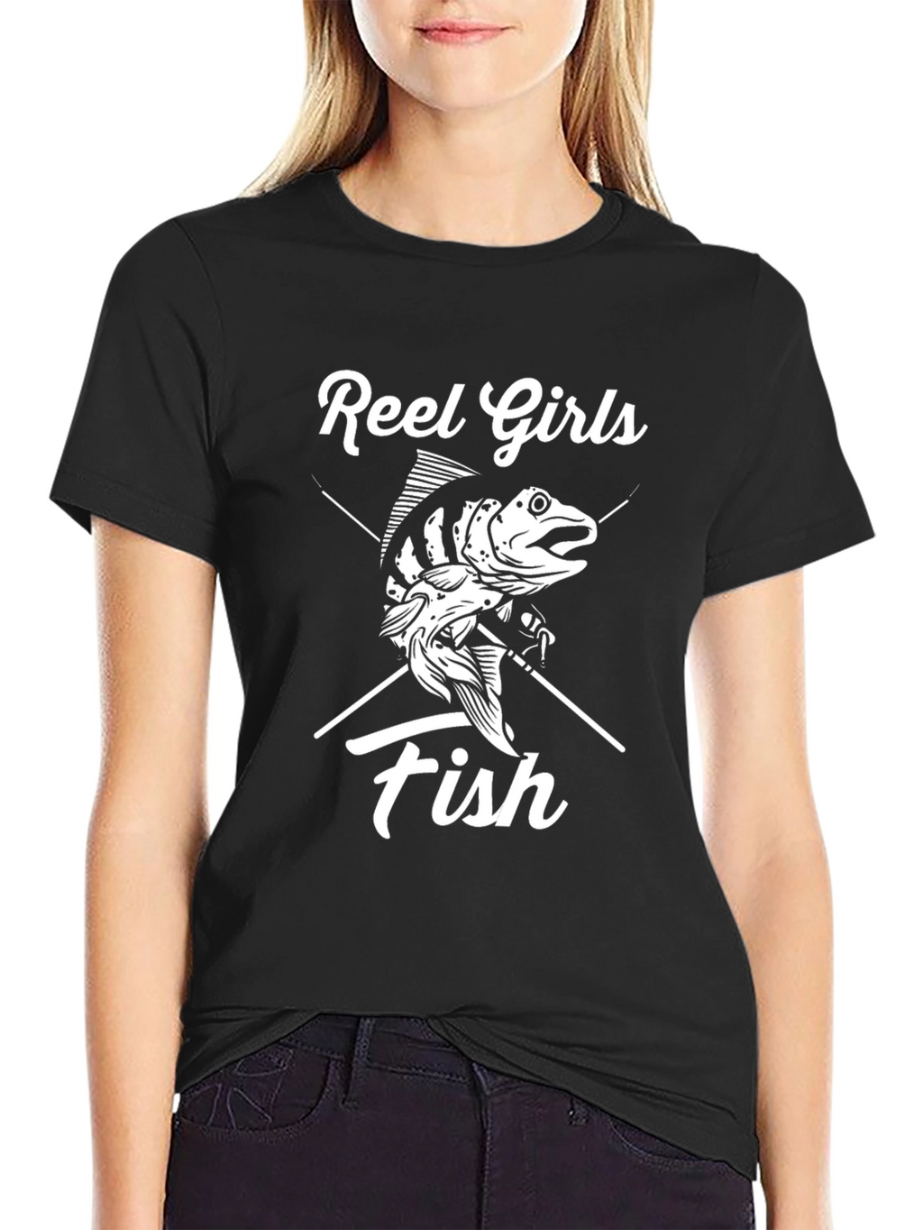 Reel Girls Fish Black T-Shirt