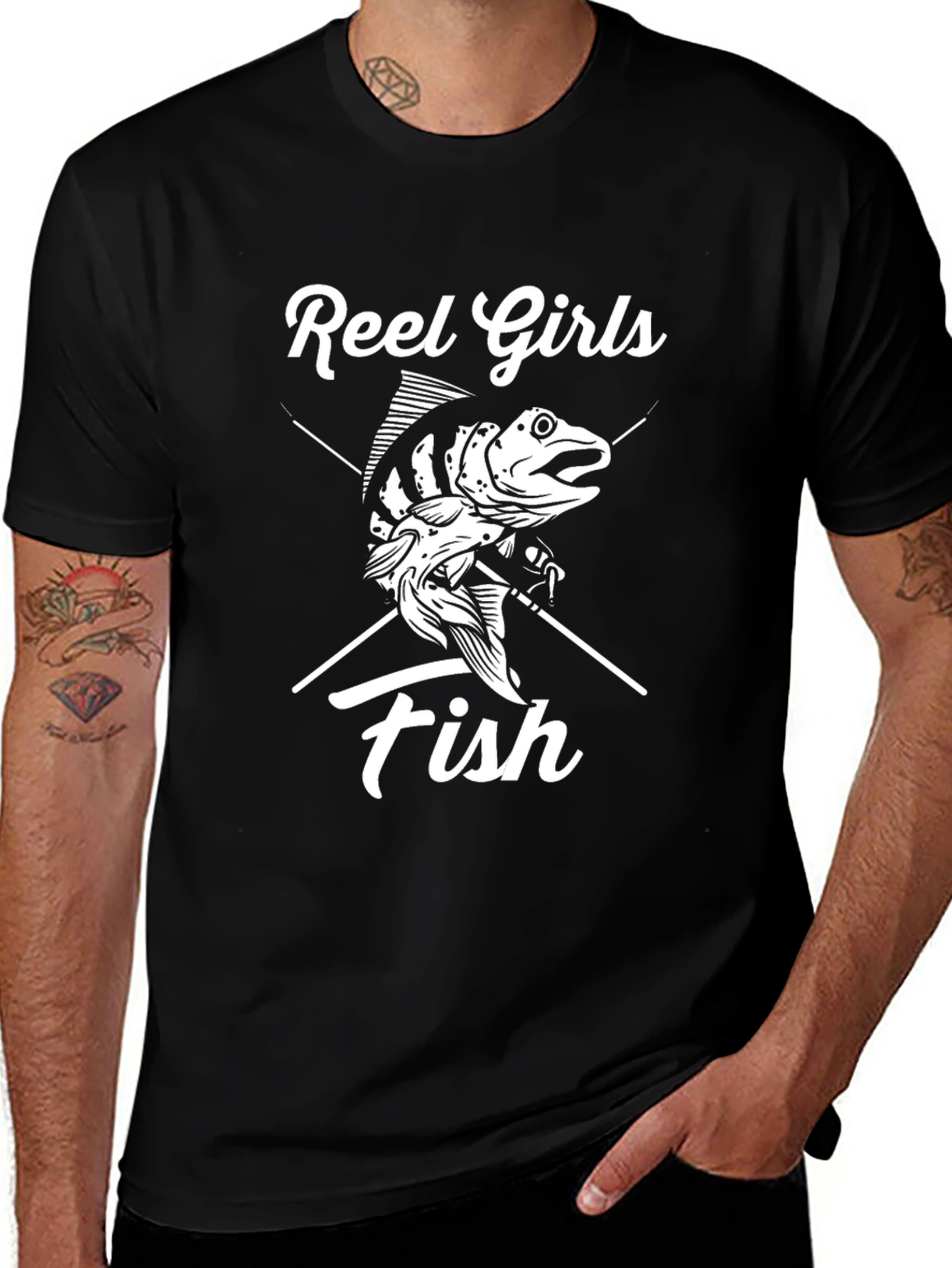 Reel Girls Fish Black T-Shirt