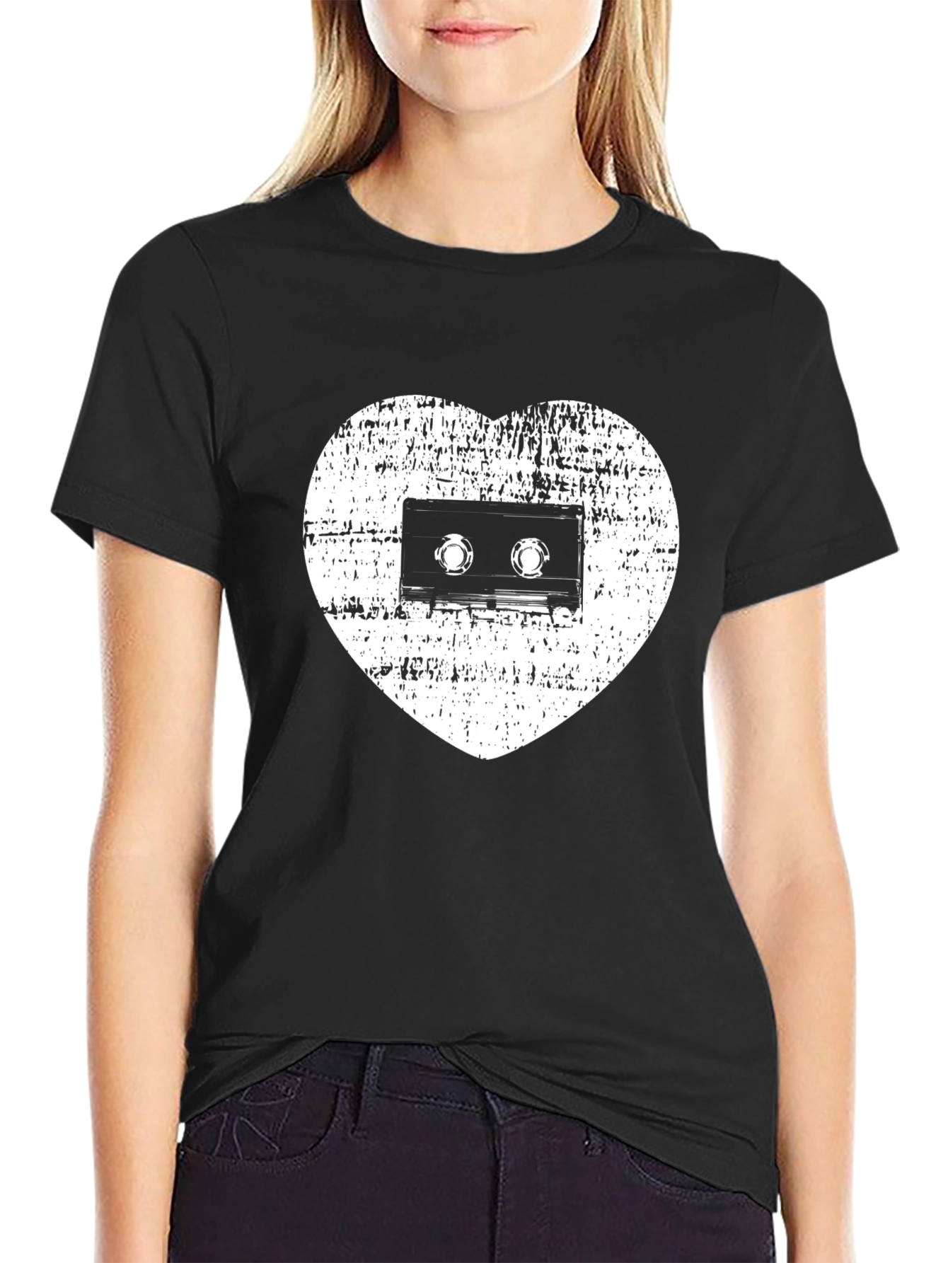 Retro Music Lover T-Shirt - Cassette Heart