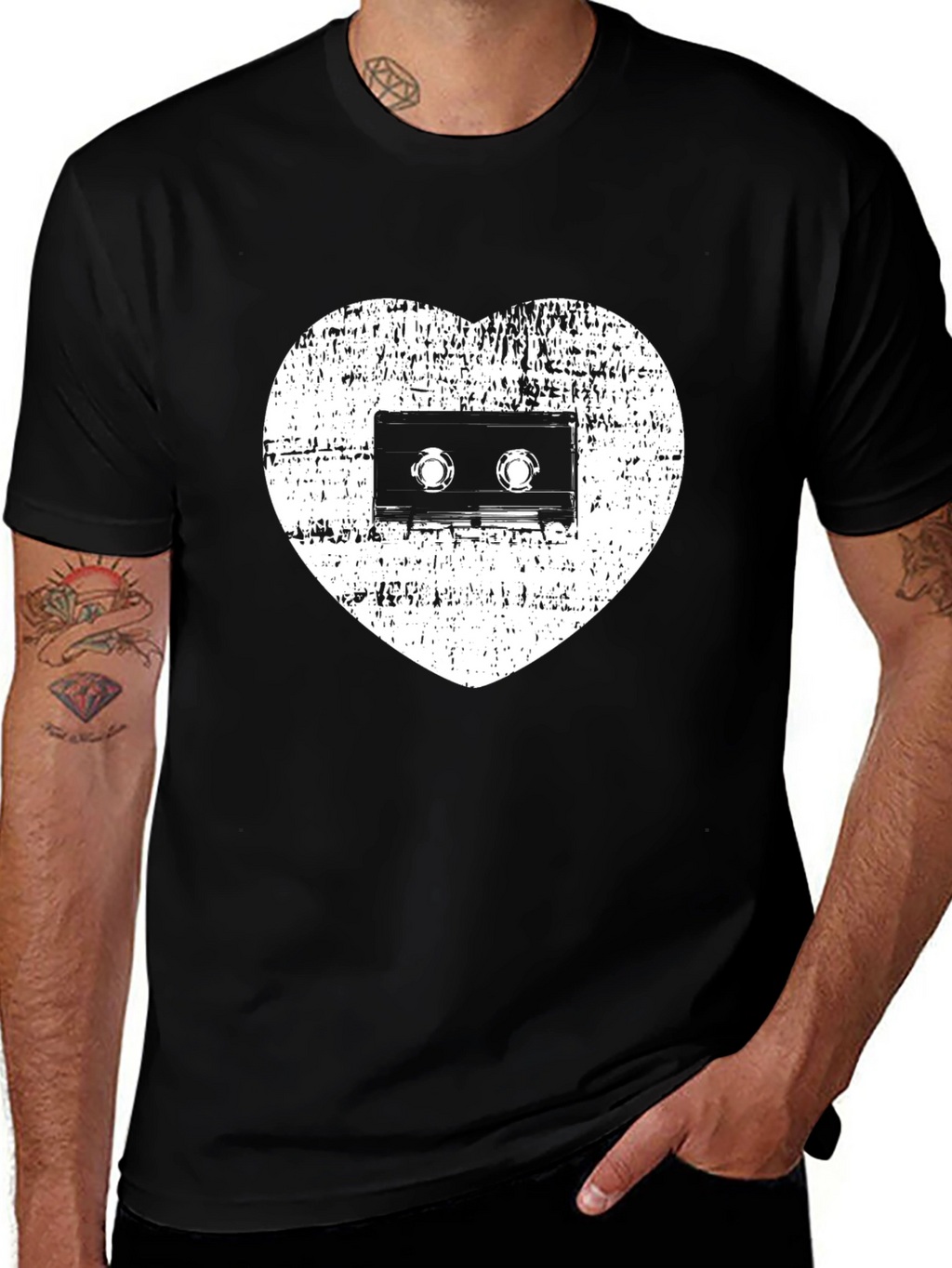 Retro Music Lover T-Shirt - Cassette Heart
