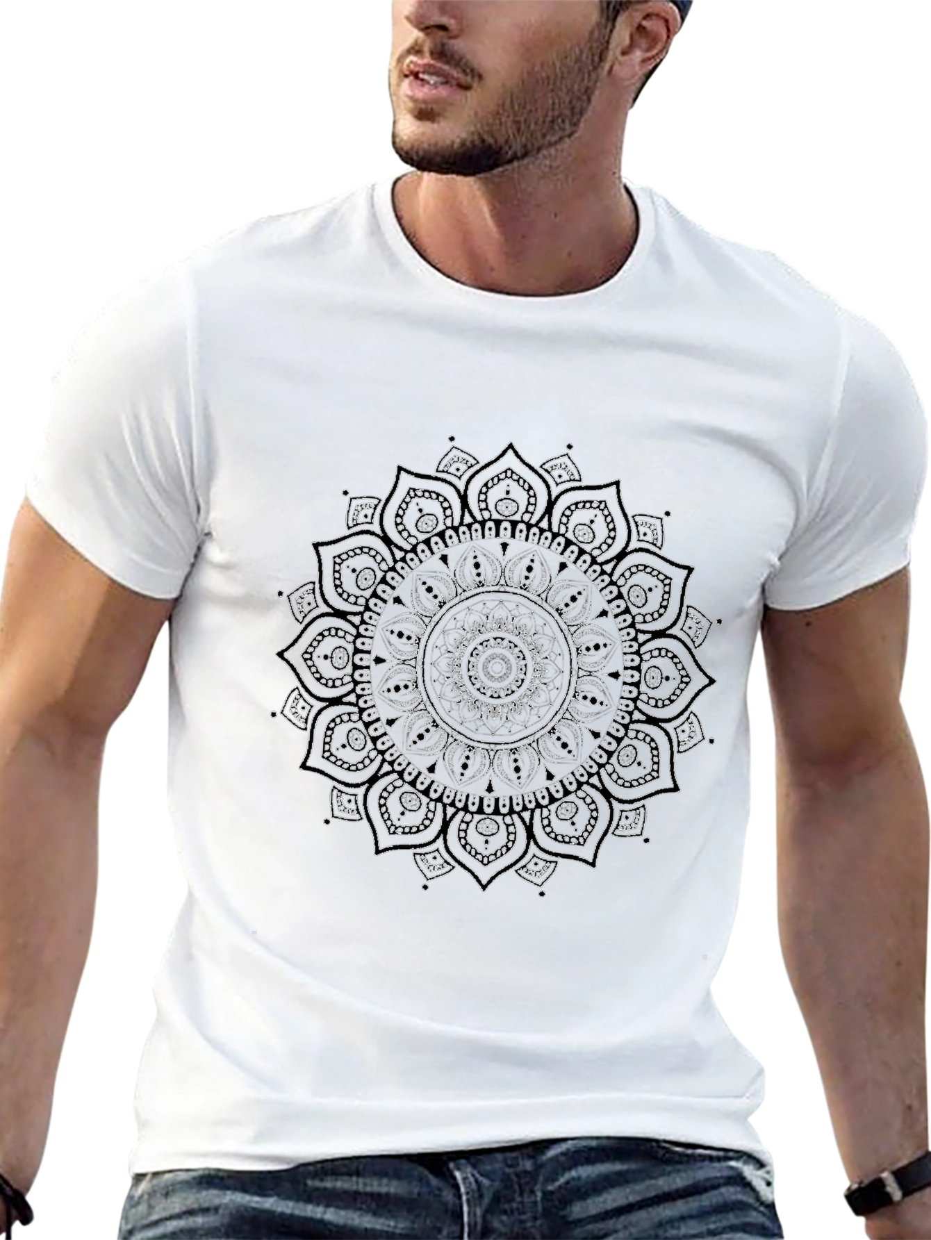 Black Mandala Print Tee - Stylish Graphic T-Shirt