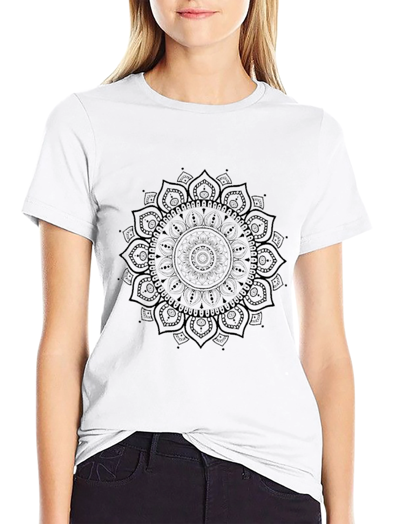 Black Mandala Print Tee - Stylish Graphic T-Shirt