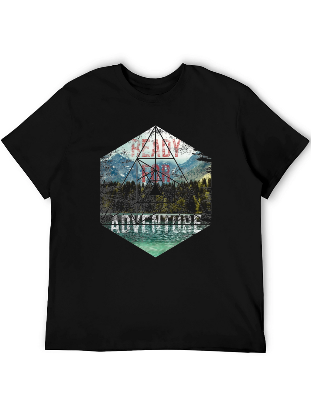 Adventure Ready Black Graphic Tee - Nature Design