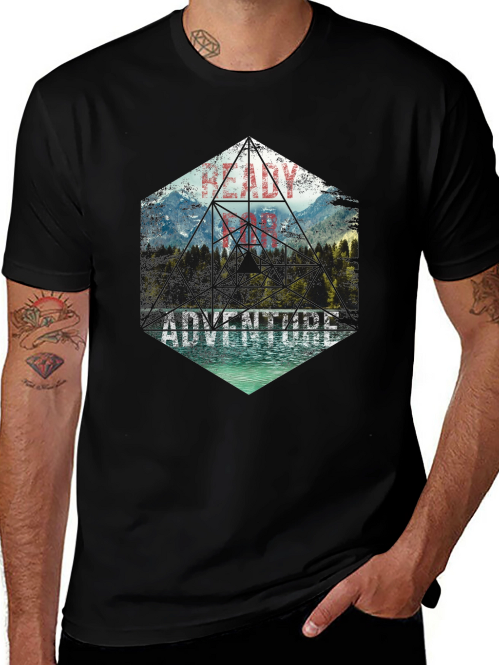 Adventure Ready Black Graphic Tee - Nature Design