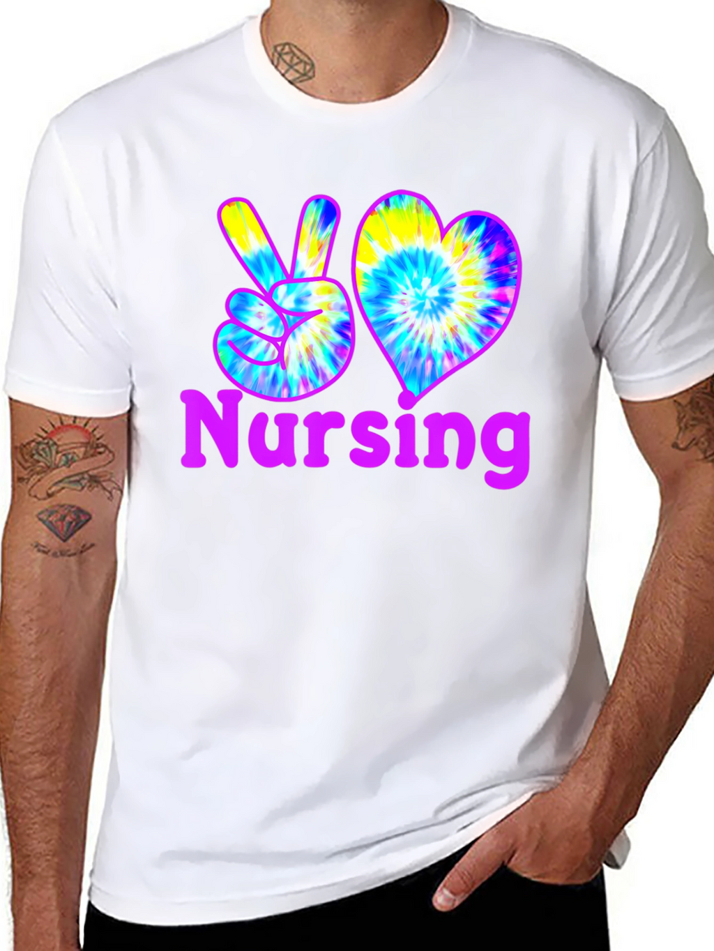 Nursing Peace & Love Tie-Dye T-Shirt