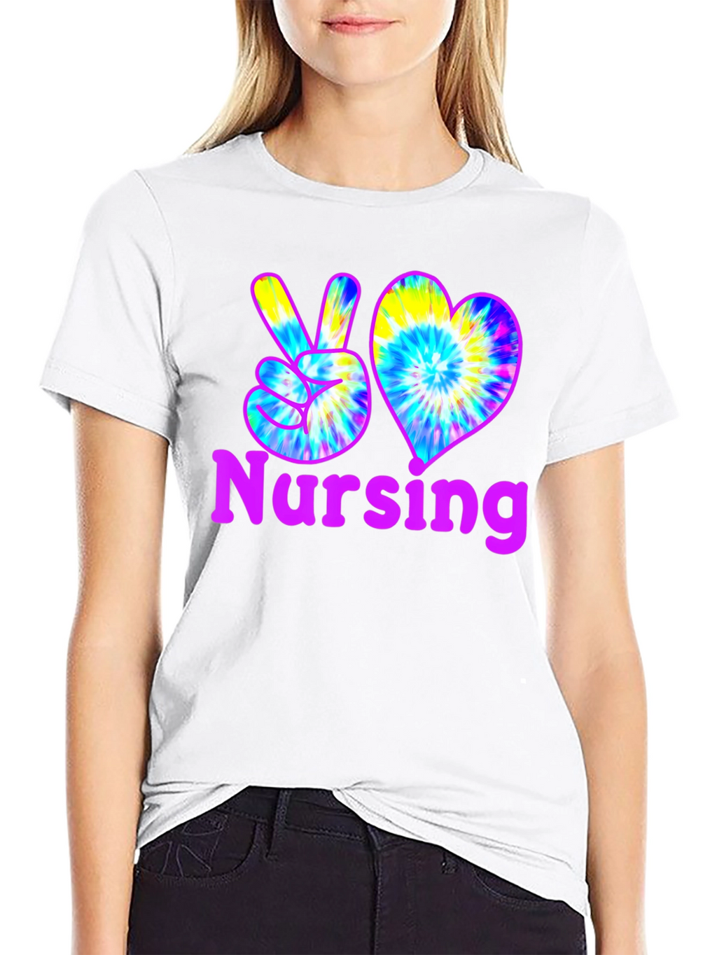 Nursing Peace & Love Tie-Dye T-Shirt