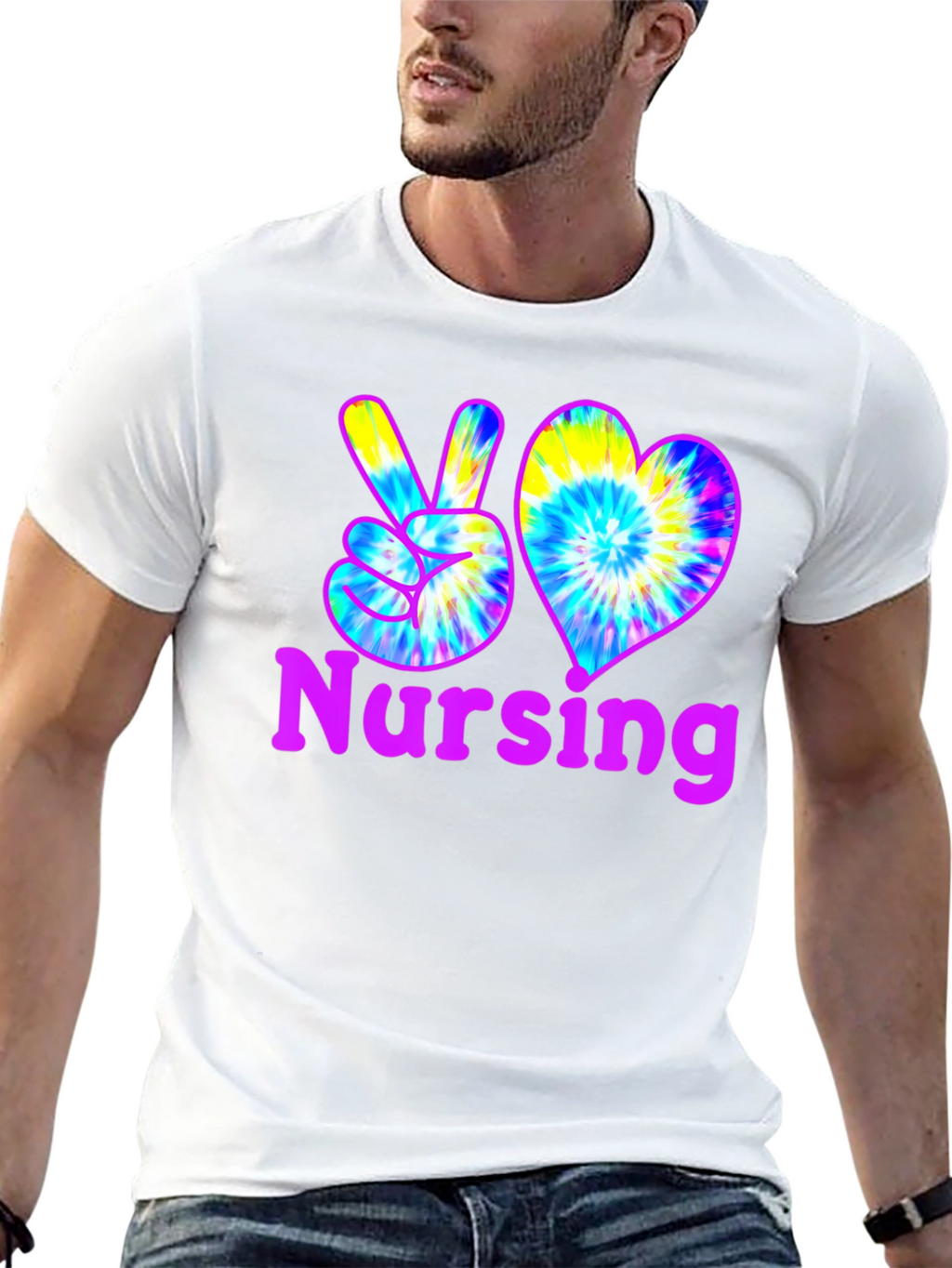 Nursing Peace & Love Tie-Dye T-Shirt